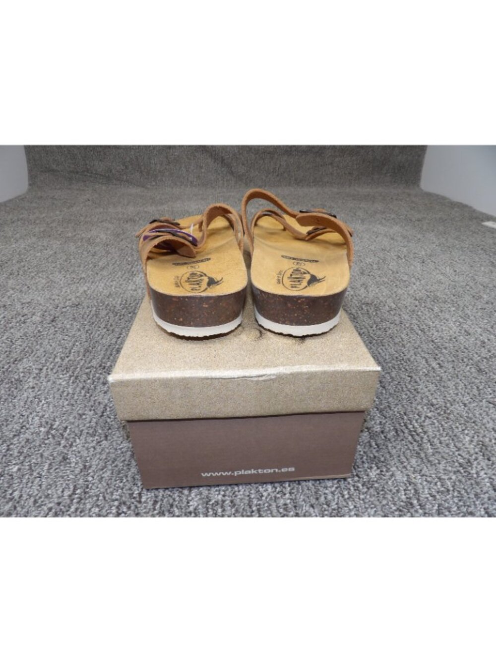 Plakton Women's Apure Gel Touch Leather Flat Sandals Roble Brown EU 39 US 8.5 - Picture 4 of 9